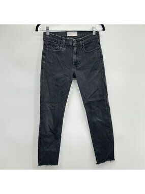 Everlane Black Raw Hem Straight Leg Ankle Jeans 25